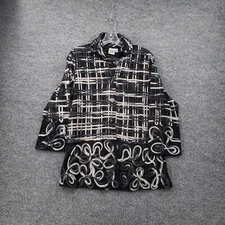 Parsley & Sage Jacket Women Medium Black Long Sleeve Geometric Embroidered Boho