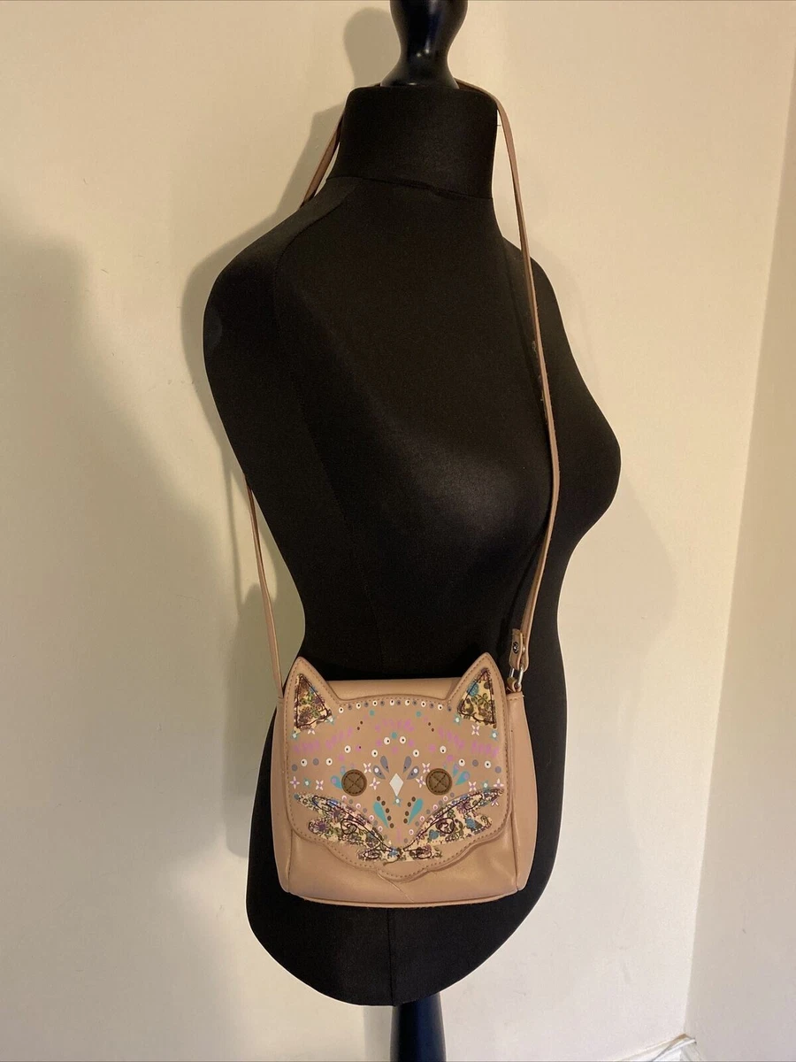 Cute Monsoon Girls Pink Patchwork Cat Shoulder Handbag
