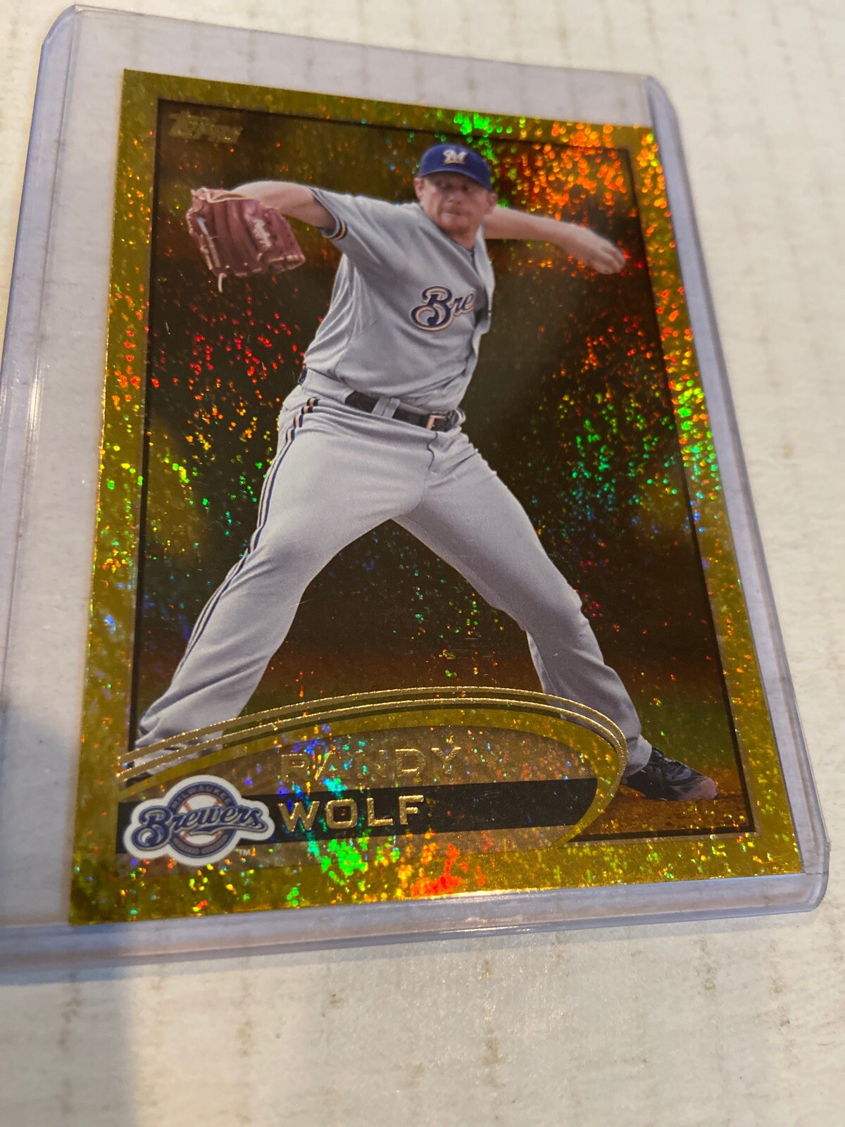2012 Topps GOLD SPARKLE Randy Wolf #545 Milwaukee Brewers Baseball Card (m)