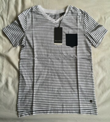 Marc O'Polo Jungen T-Shirt weiß schwarz gestreift Fast Forward Gr. 128 neu mit Etikett