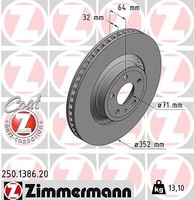 2X Zimmermann 250.1386.20 Bremsscheibe FüR Ford USA