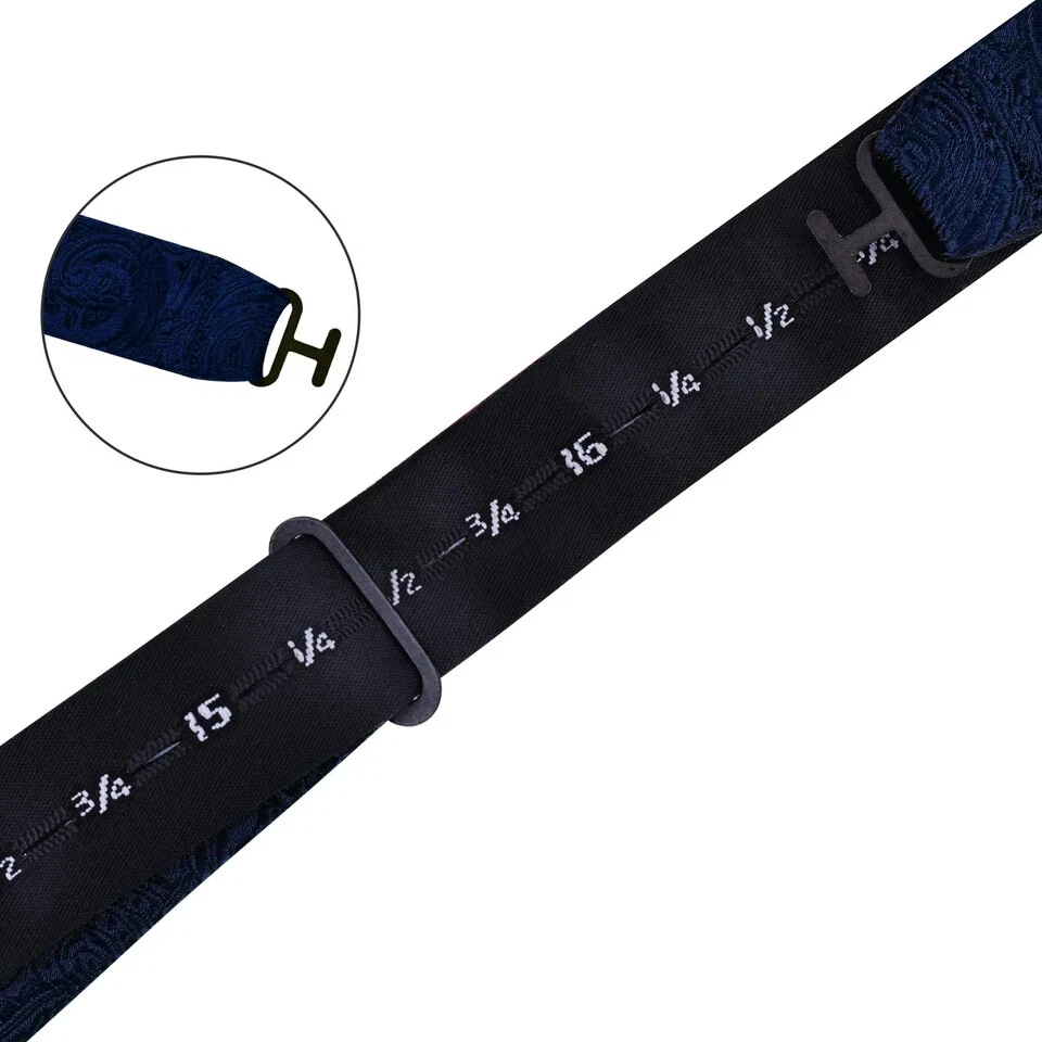 Pajarita azul marino para hombre seda cachemira pajarita pajarita bolsillo cuadrado conjunto para nosotros... Foto 4 de 4