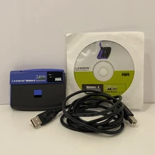 Linksys Wireless-G USB Network Adapter WUSB54G 2.4GHz with CD & Wire- TESTED