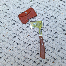 Vtg Case XX Tested Wood Handle Axe Hatchet Mini Camp w/ Leather Sheath