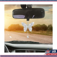 White Crystal Rhinestone Butterfly Car Interior Hanging Pendant CarsColor: White
