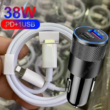 38W Fast Car Charger Dual USB Type C Cable For iPhone15 16 14 13 12 11 17 Air XR