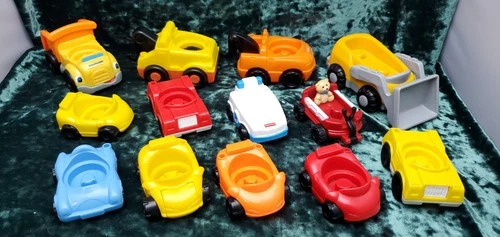Vtg Fisher Price Little People Vehicle Lot (13) Multi Color Cars Mattel