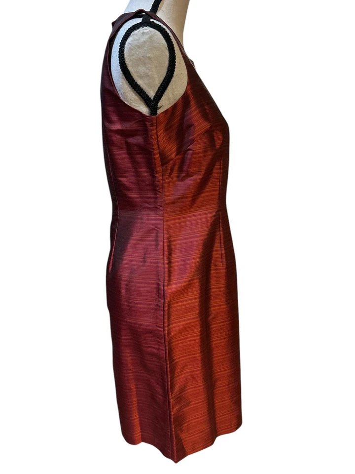 Vintage Mary McFadden Red Silk Dress Sleeveless Sheath Sz 6 Collection Excellent - Image 2 of 4