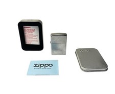 2012 ZIPPO Lighter Diagonal Weave Chrome NEW In Case