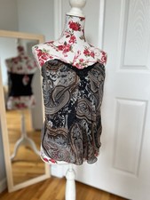 Vintage Y2K Paisley Corset Bustier Top - Strapless Beaded Chiffon Hem XS