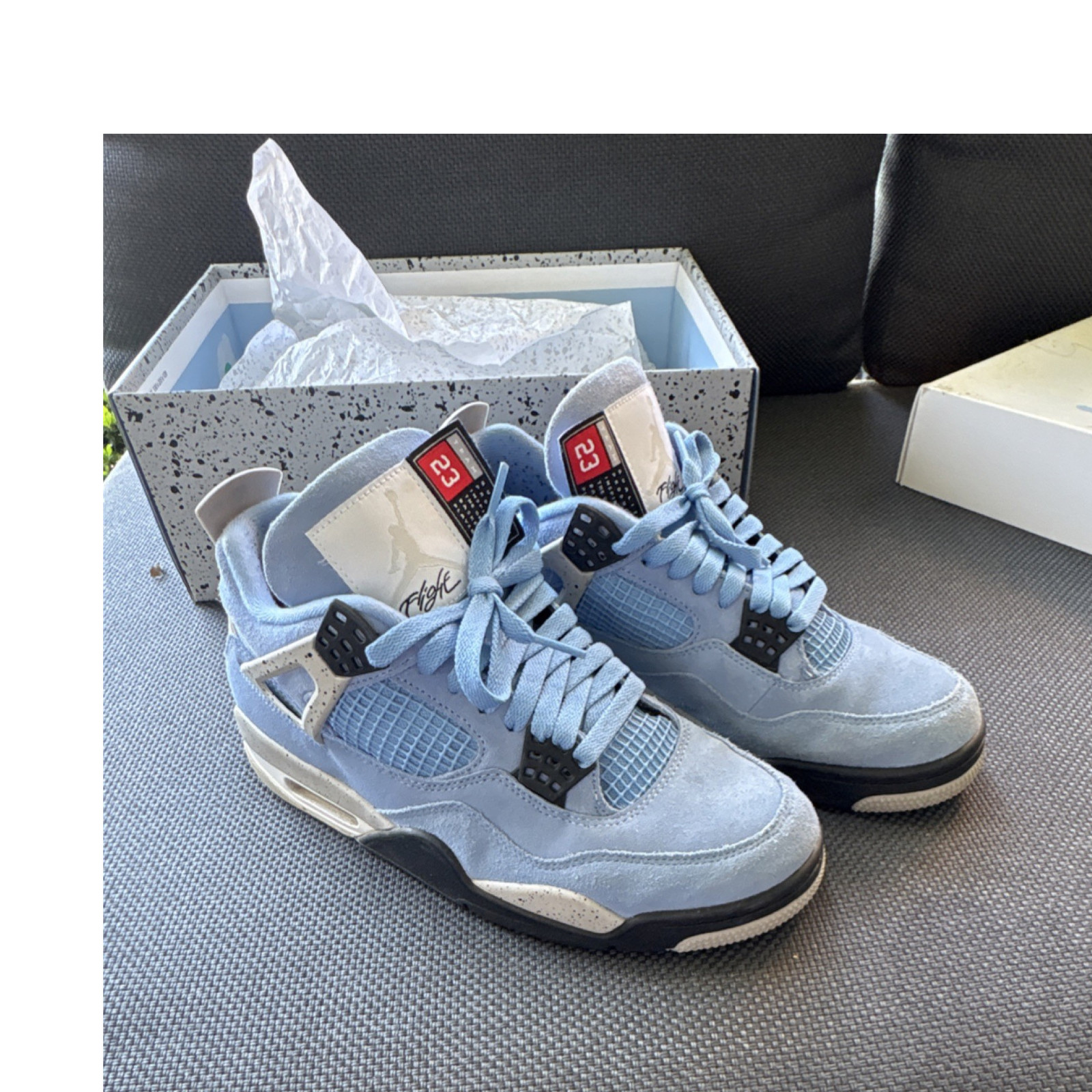 Jordan Air Jordan 4 Retro Mid Top Lace-Up Basketball Sneakers Blue Black White