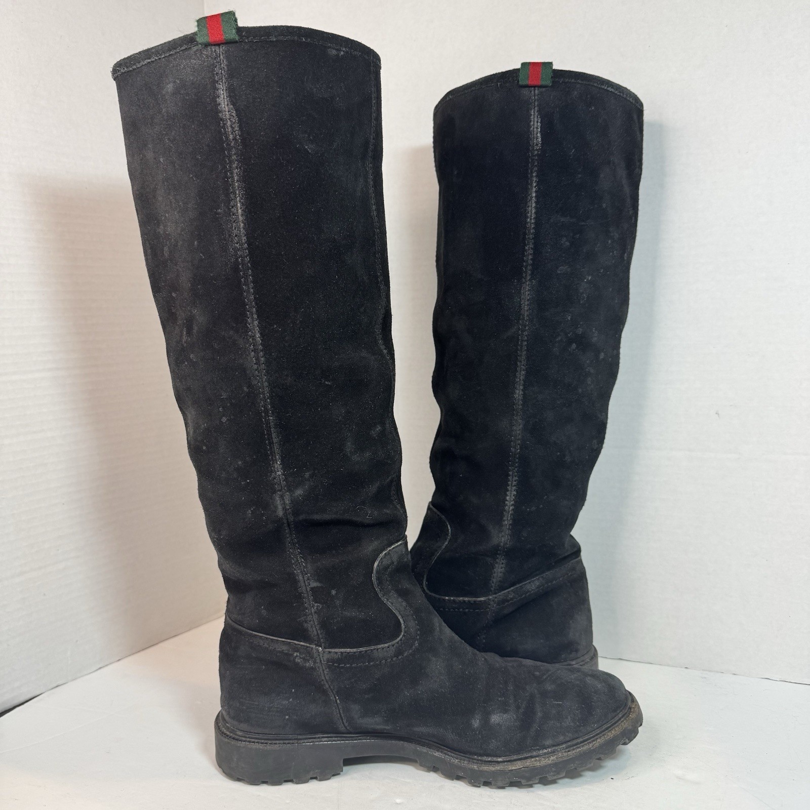 Gucci Women’s EU 37.5 Black Suede Shearling Knee High Winter Boots Italy thumbnail 3