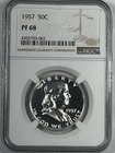 1957 Franklin Half : NGC PF68  Blazing White