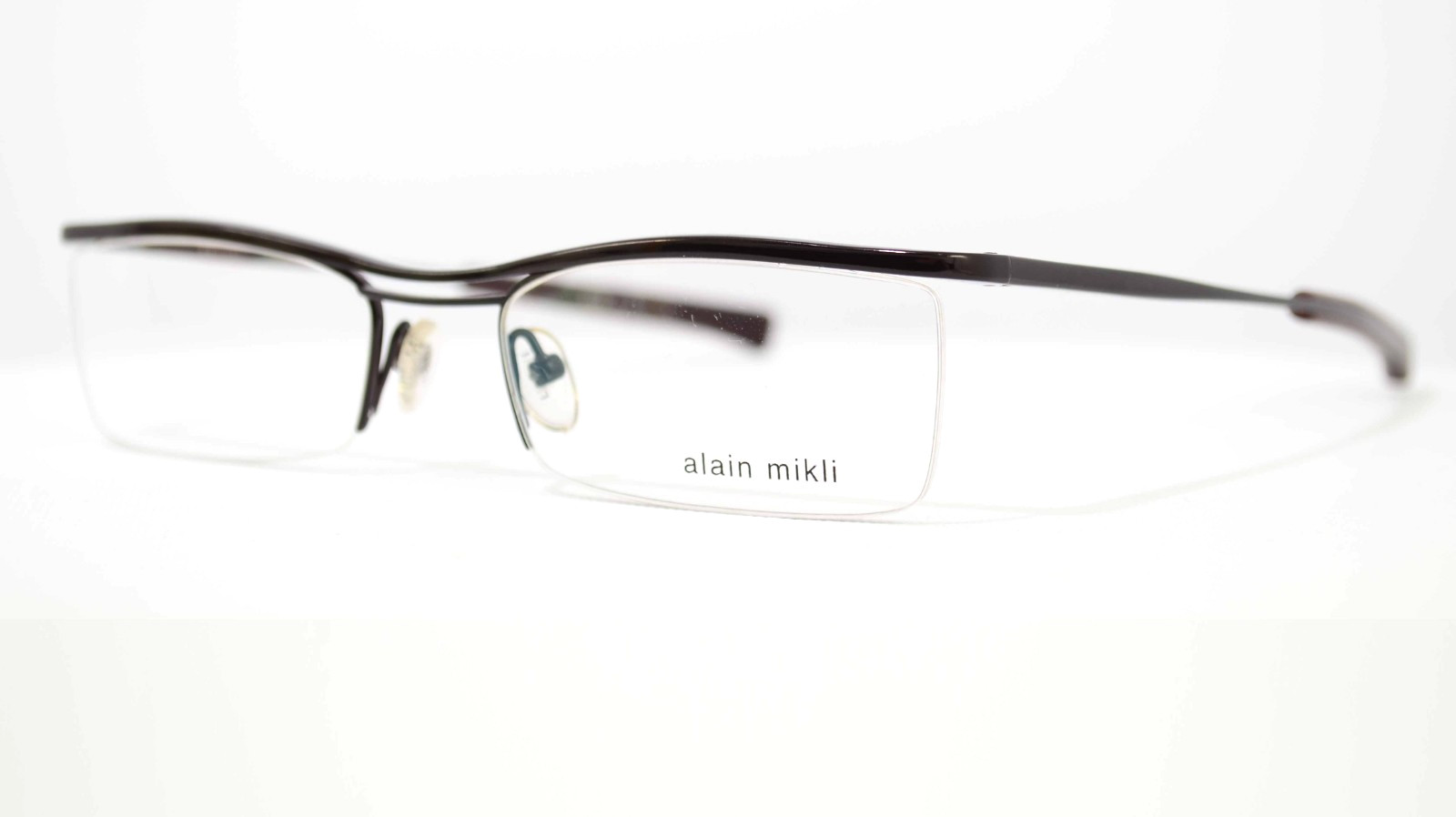 Alain Mikli Brille A0313-01 Halbrand Titane Eckig Flach Doppelsteg 52□19-140