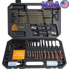 Universal Gun Cleaning Kit Pistol Rifle Shotgun Brass Rods Durable Carrying Case