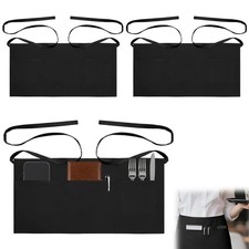 Waist Apron with 3 Pockets,3 Pack Server Aprons with 3 Pockets,Waitress Waite...