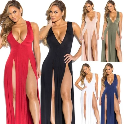 Fashion Women Elegant Summer Sexy Off Shoulder High Slit Body con Bandage - Image 1 of 4