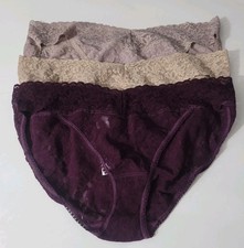 HANKY PANKY SIGNATURE LACE VIKINI PANTIES ASSORTED COLORS PACK OF 3 SIZE L.