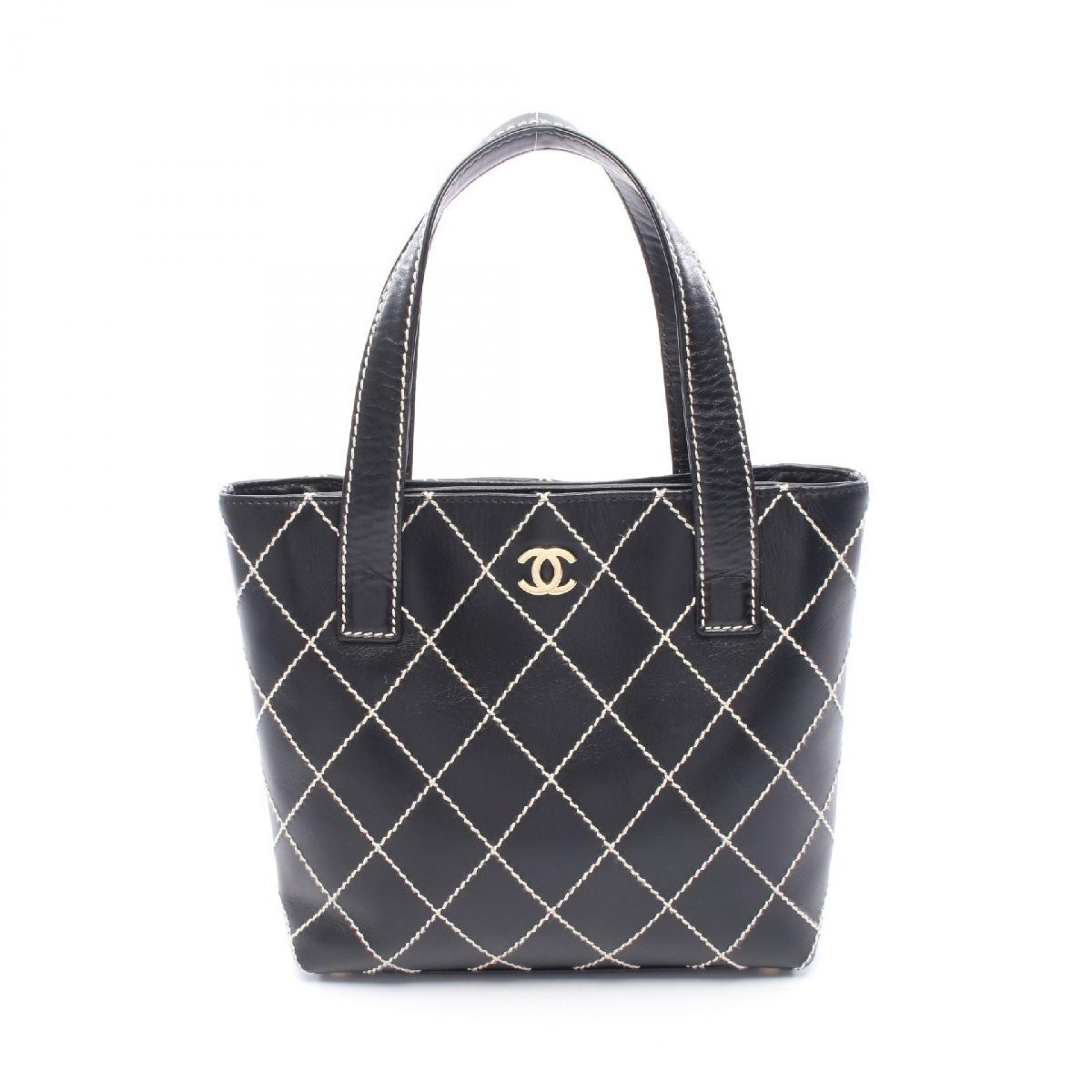 Chanel Lambskin Wild Stitch Tote Bag 478160 Black