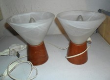 Lampade da comodino Gielle, vintage in vetro bianco anni 80