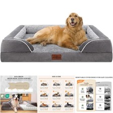 Extra Large Dog Bed 42x30 Inch Grey Egg Crate Foam Orthopedic Pet Couch