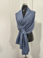 Sciarpa Elegante Azzurra/Argentata In Lana.Made In Italy 