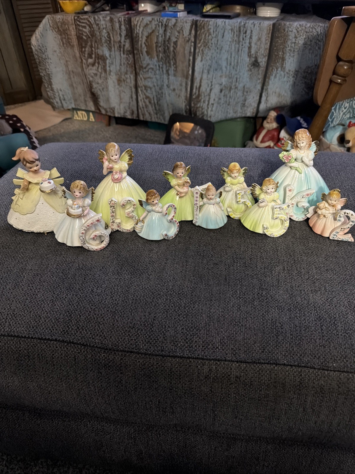 Vtg Japan Napcoware Ceramic Birthday cake girl & 10 Josef Originals Angels As Is