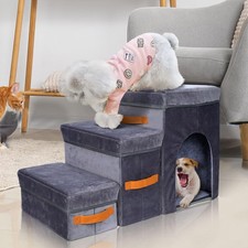 Foldable Dog Stairs for Bed,3-Step Pet Stairs for Small Dogs