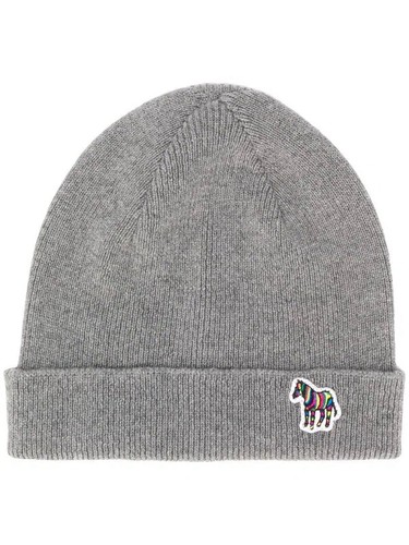 NWT Paul Smith Gray Wool Zebra Beanie Hat Made in Scotland One Size