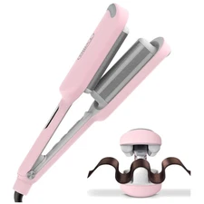 Ionic Deep Waver Hair Curler Tool - Vibrant Pink, Easy Clamp for Stunning Curls