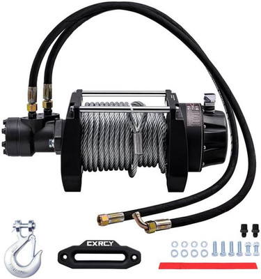 Heavy-Duty Hydraulic Winch 20,000lbs - 1/2''X78Ft Steel Cable, BMR100 Motor