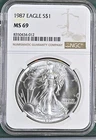 1987 Bullion Silver Eagles NGC MS-69