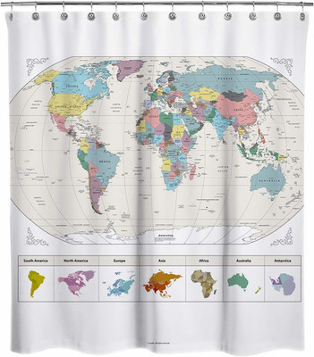 New! Extra Long Map of the World with Detailed Major Cities. PVC Free, Non-Toxic