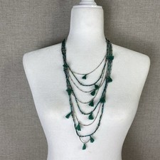 Bohemian Boho Beaded Tassel Multi Strand Necklace Turquoise Seed Beads