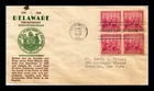 DR JIM STAMPS US COVER DELAWARE TERCENTENARY FDC SCOTT 836 BLOCK OF 4