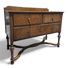 Antique walnut drawers - Vintage chest of 3 drawers with crinoline stretcher