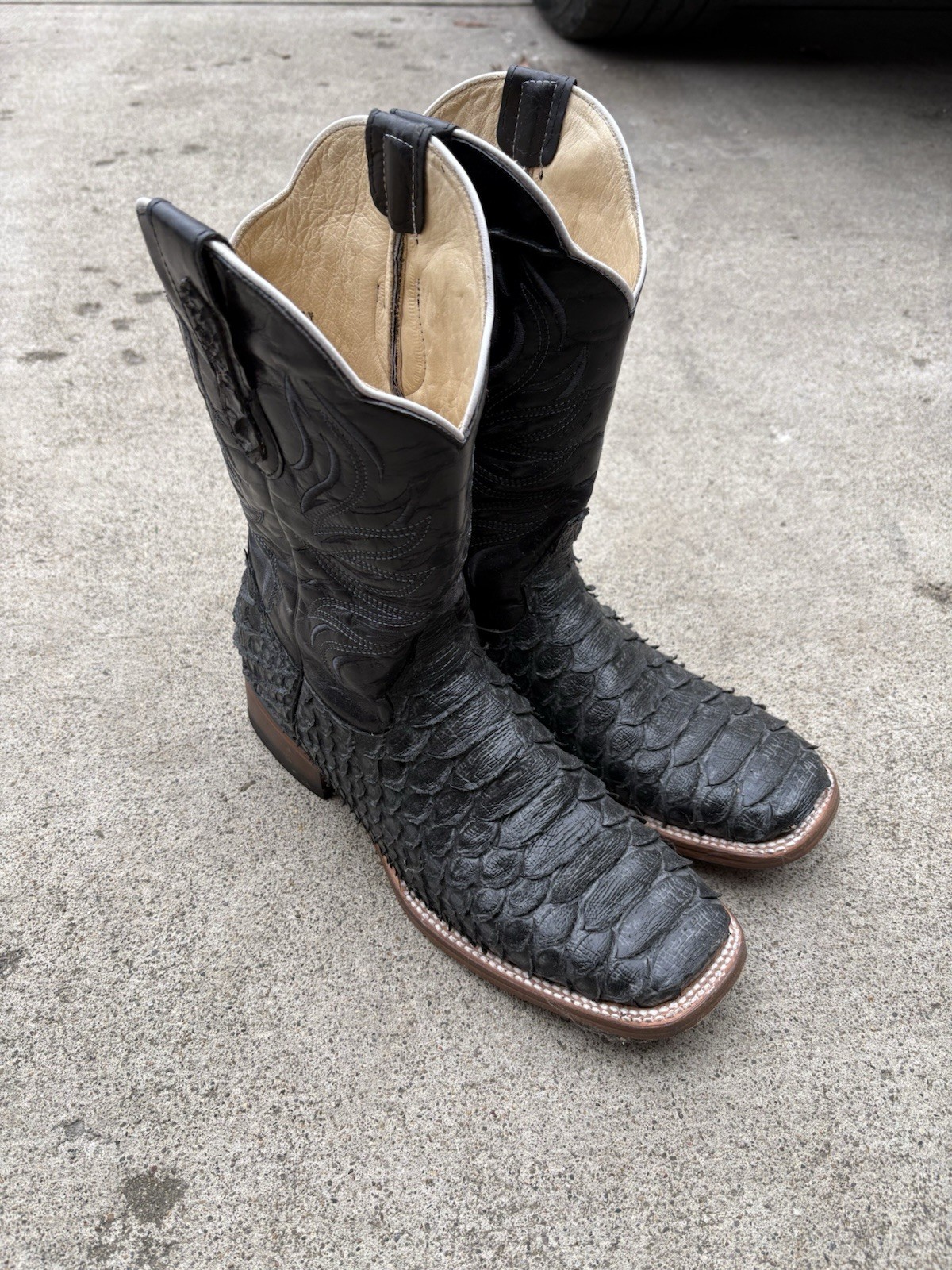 Giant python square toe Cowboy boots 12ee From Al… - image 1