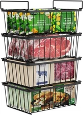 Ispecle Freezer Organizer Bins - 4 Pack Stackable Chest Freezer Organizer for 5