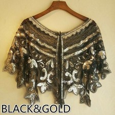 Lady Sequin Cape Bolero Shrug Wrap Stole Shawls Vintage Glitter Shiny Party Chic