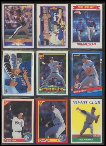 1989-1992 Nolan Ryan Baseball Cards (9) Donruss - Upper Deck - Topps - Score
