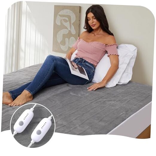 Heated Mattress Pad Queen Size 60''x80'',5 Heating Levels Dual Control