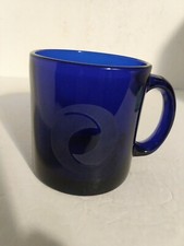 Cobalt Blue Glass Coffee Mug Ying yang Circle Like Insignia Made In The USA