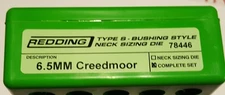 78446 REDDING 3-DIE TYPE-S BUSHING DIE SET - 6.5 CREEDMOOR - NEW - FREE SHIP!
