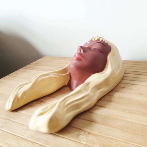 50s Vintage Cortendorf Wall Mask #3449 Beautiful Woman's Face Plaque - German - Picture 5 of 10