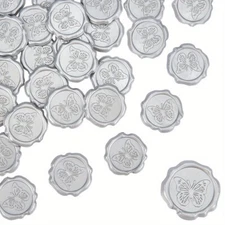 25pcs Adhesive Wax Seal Stickers For Envelope Seal silvery 30.8x30.8x2.2mm