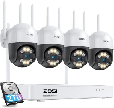 ZOSI Wireless 2.5K 8CH 4MP NVR AI Human Detection Security Camera System 2TB HDD