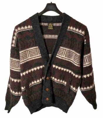 Tejidos Ruminahui Men L-XL Heavy All Wool Cardigan-Made In Otavalo Ecuador-Brown