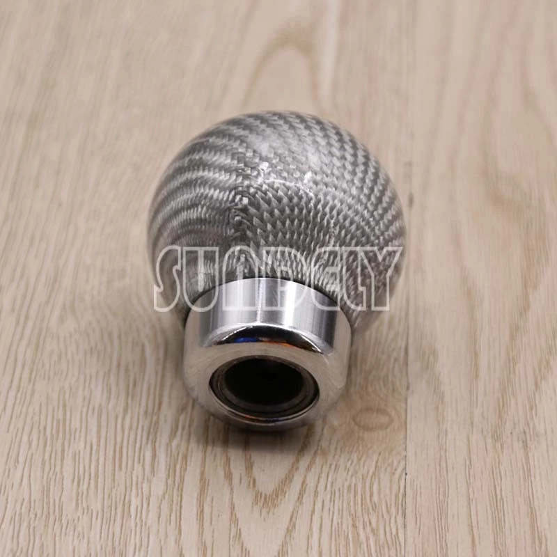 Perilla de cambio de marchas universal plateada de fibra de carbono para coche de transmisión manual Foto 4 de 4