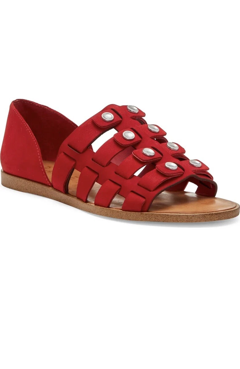 1. State Telle Women Slip On Studded Red Sandals Slip On Size 9.5 New