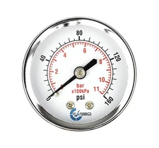 2" Pressure Gauge - Chrome Plated Steel Case, 1/4"NPT, Back Mnt. 160 PSI
